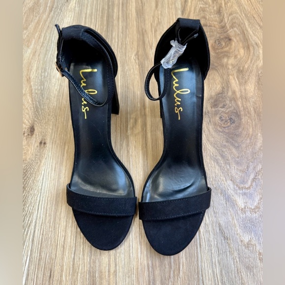 Lulus Taylor Black Suede Ankle Strap Heels Size 9 NWOB - Picture 5 of 10